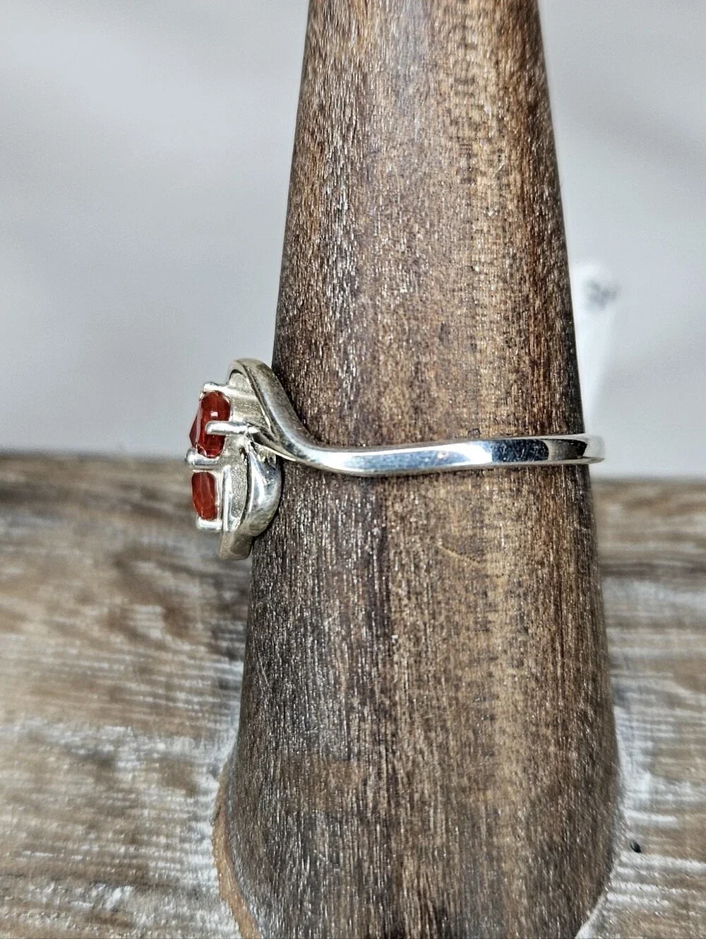 Natural Mexican Fire Opal Ring 925 Sterling Silver Flower Clover Size 8 NWT